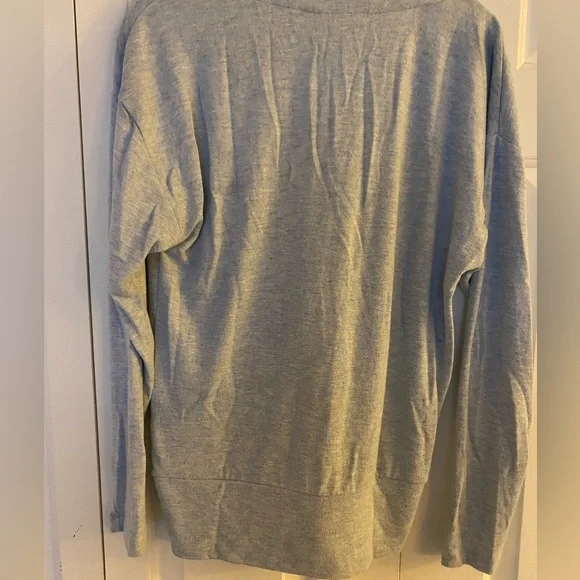 White House Black Market WHBM Blue Grey Wrap Front Sweater, Long Sleeves, SM - Picture 9 of 10